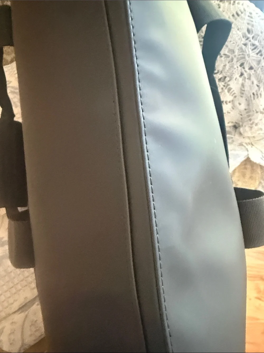 Rains Black Minimalist Tote Bag with Webbing Handles
